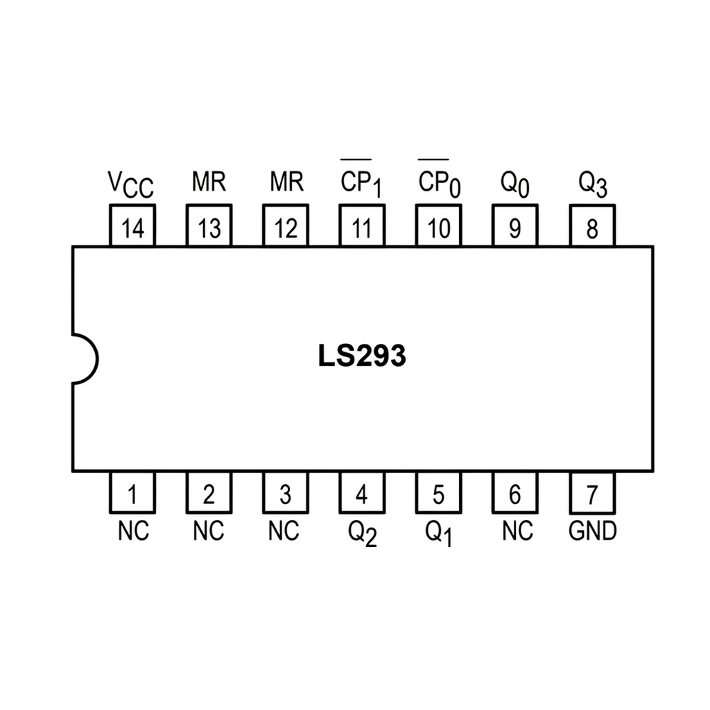 Compuerta 74LS293 Contador Binario de 4 Bits