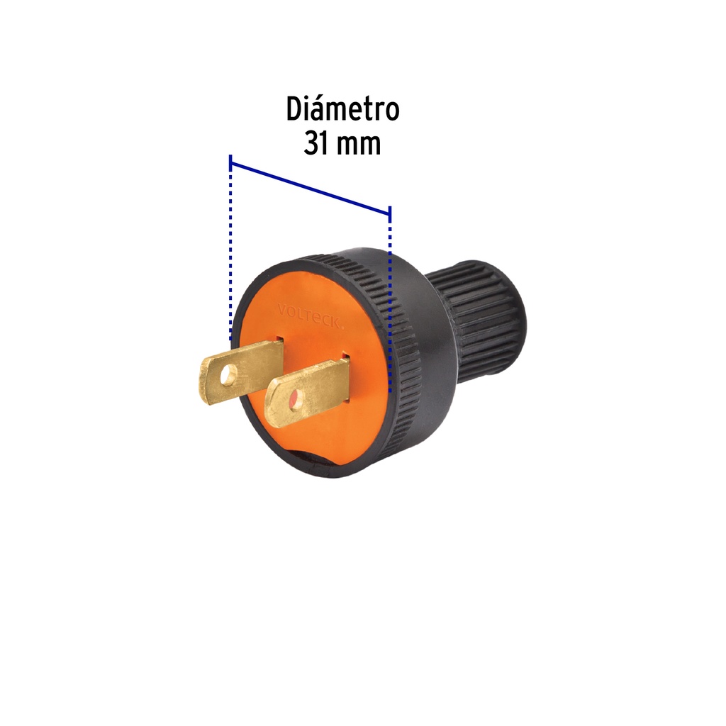 2 Espigas no polarizadas redondas de PVC Volteck
