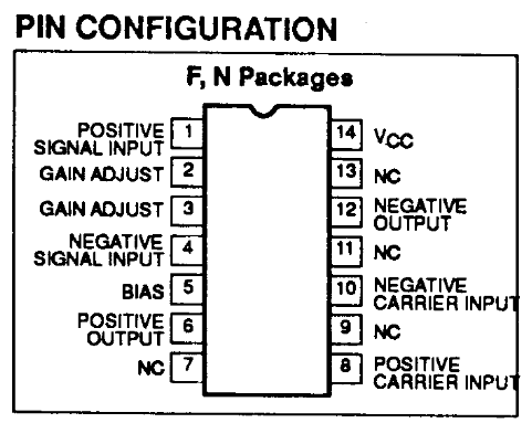MC1496N Circuito Integrado Multiplicador y Modulador Balanceado