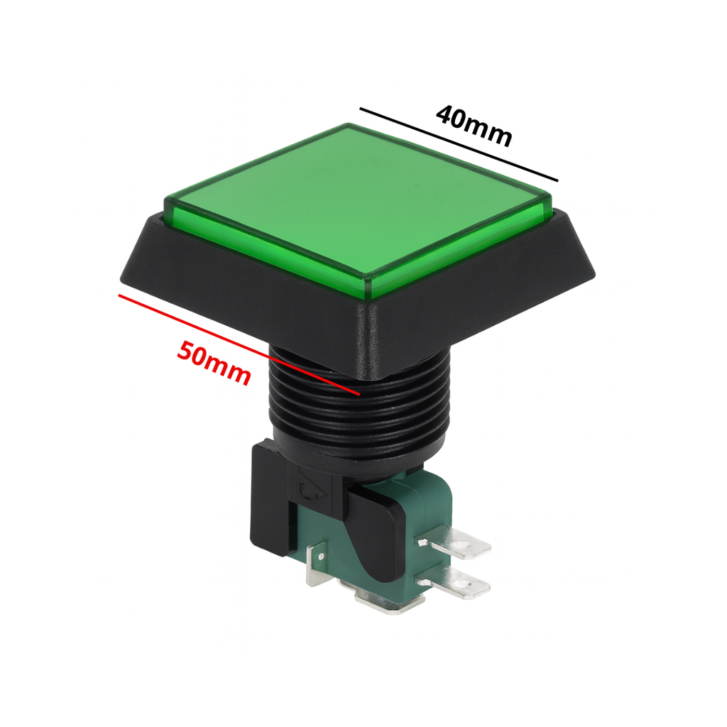 Boton Cuadrado Para Maquinita Verde Grande Con Luz Con Microswitch