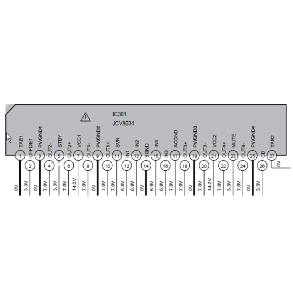 JCV8034 Circuito Integrado Amplificador De Audio Clase AB de Cuatro Canales
