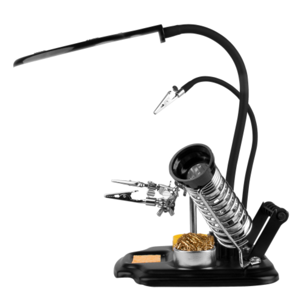 Base Para Cautín Mas Tercera Mano Con Iluminación Led Y Alimentacion USB