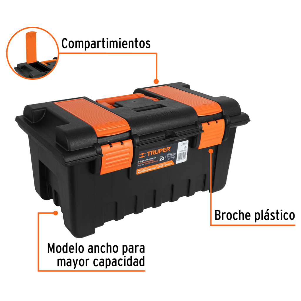 Caja De Herramientas Truper 22" Con Compartimientos