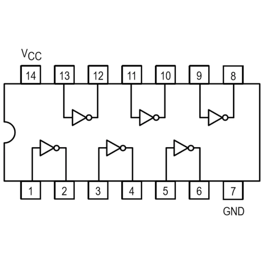 74LS04 Compuerta NOT HEX Inversor