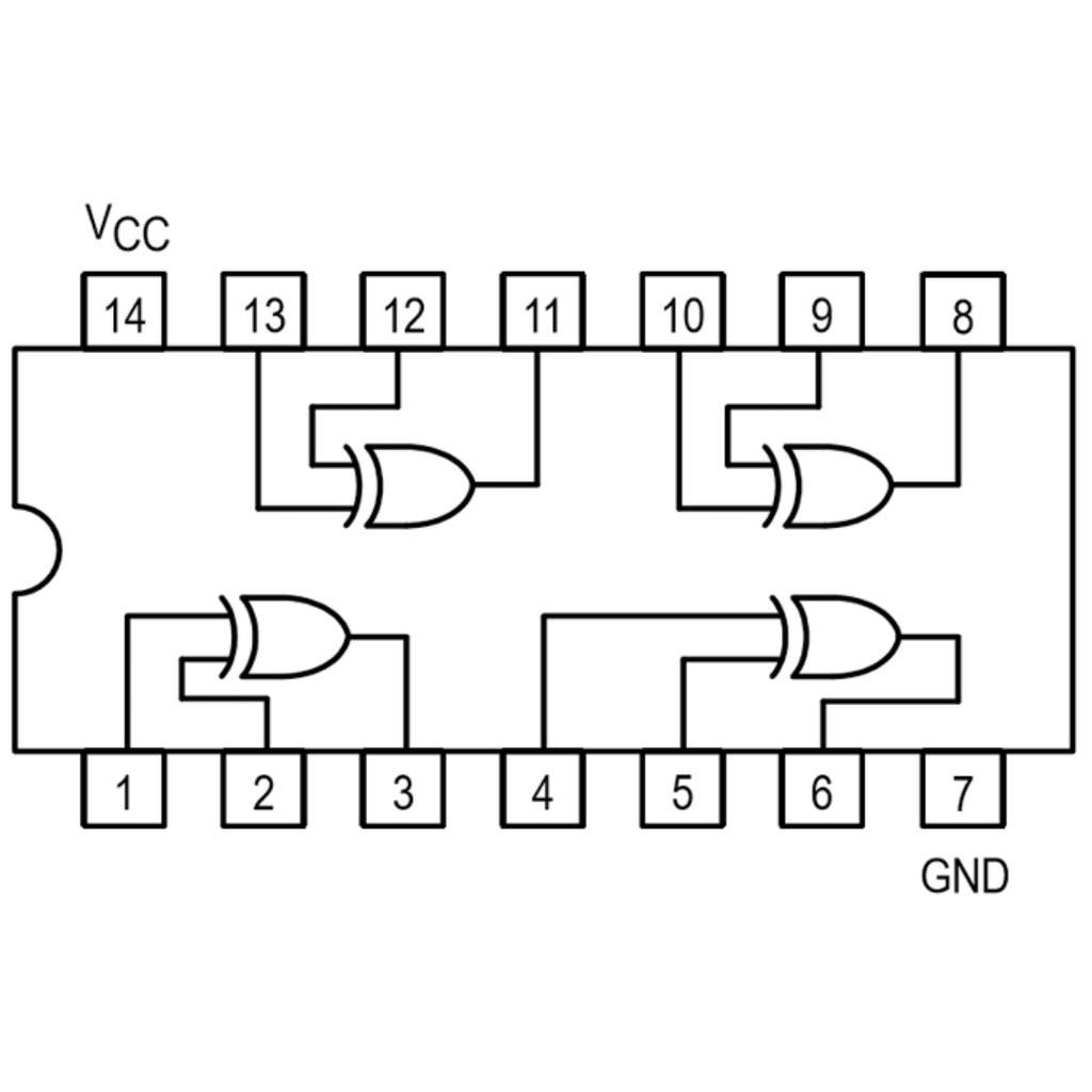 74LS86 Compuerta XOR QUAD 2 Entradas