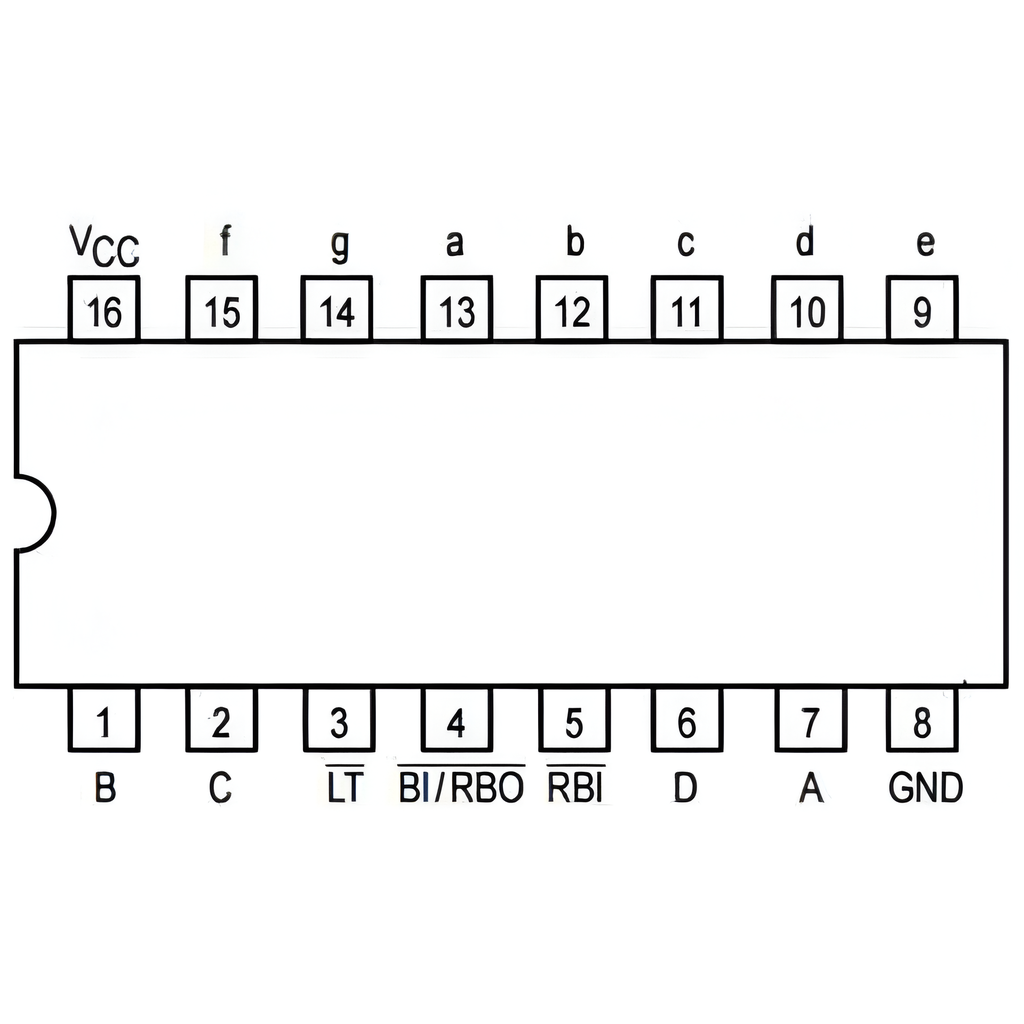 74LS48 Circuito Integrado Decodificador BCD a 7 Segmentos