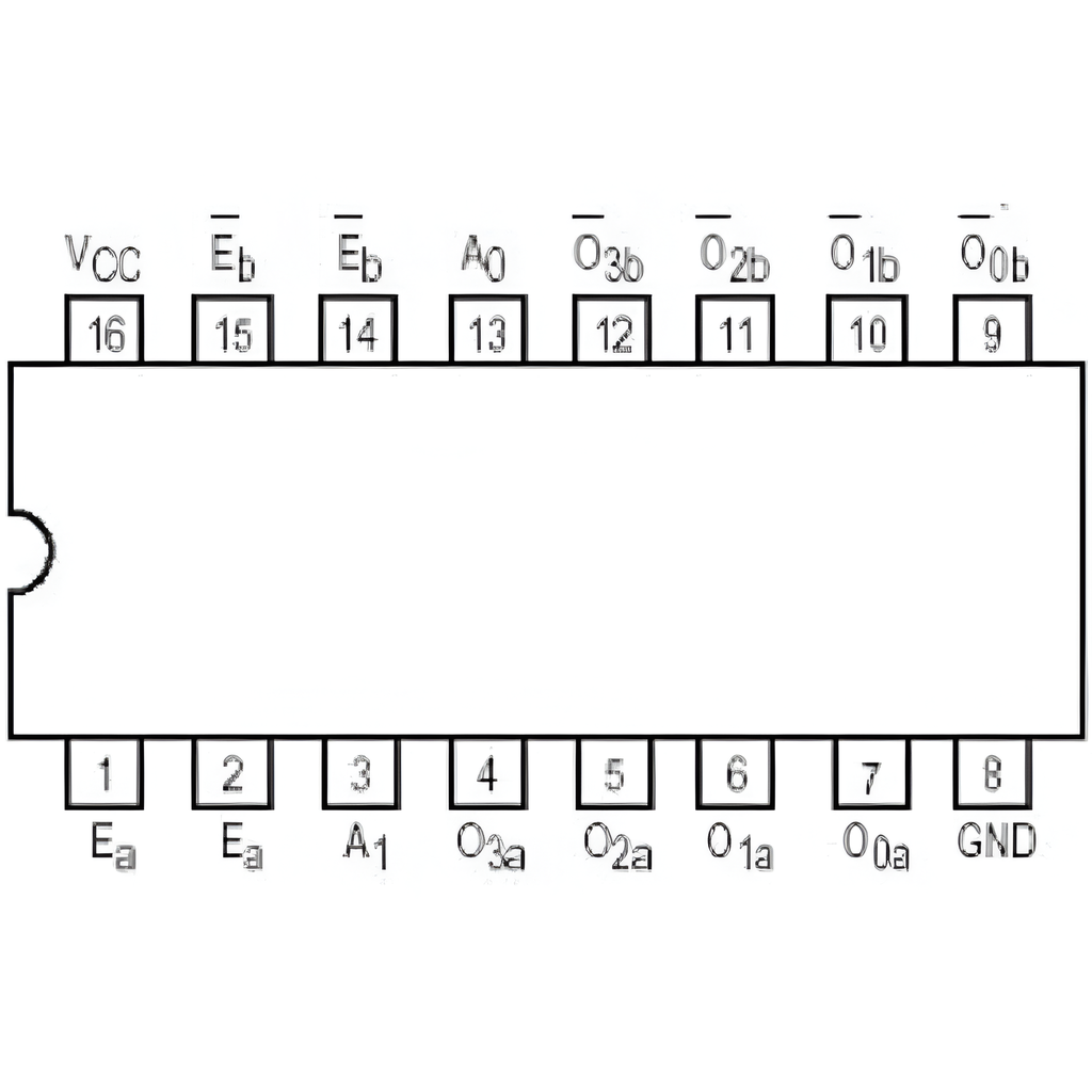 74LS156 Circuito Integrado Decodificador y Demultiplexor de 2 Entradas a 4 Salidas de Colector Abierto