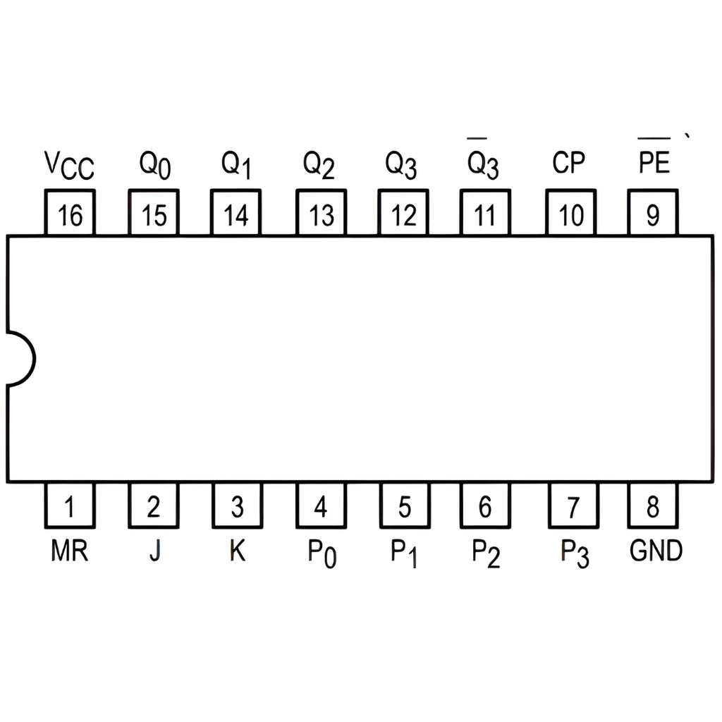 74LS195 Circuito Integrado Registro Parelelo de 4 Bits