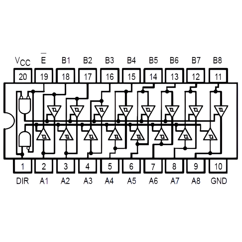 74LS245 Compuerta Buffer OCTAL de 3 Estados