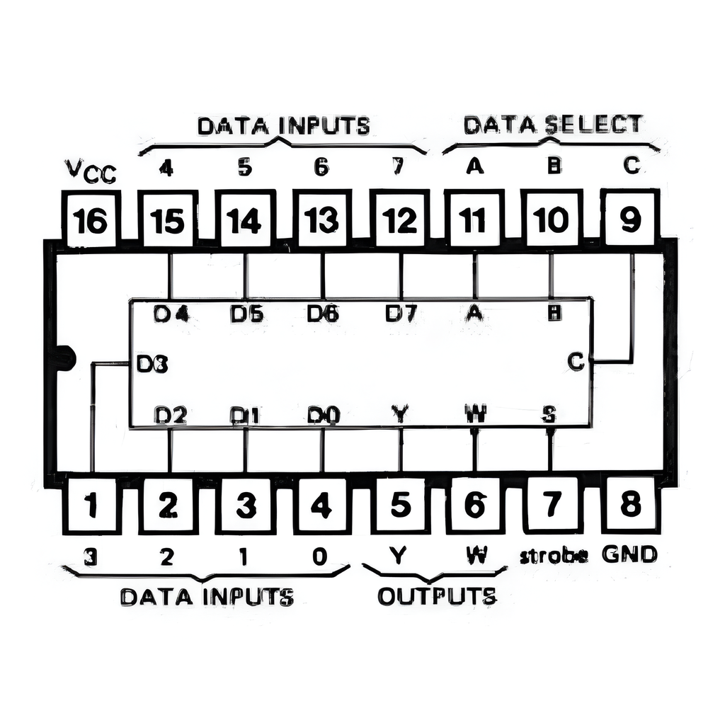 74LS251 Circuito Integrado Multiplexor de 8 Entradas a 1 Salida de 3 Estados