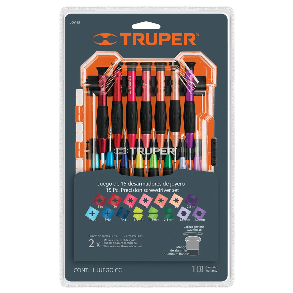 Juego Desarmadores Joyero 15 Piezas Truper Joy-15