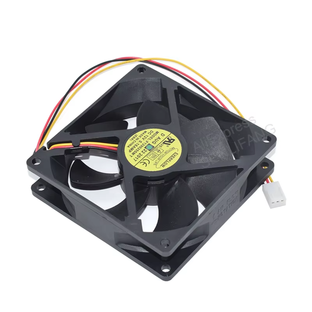 Ventilador DC 12V 0.18A Everflow 90x90x25mm 3 Cables