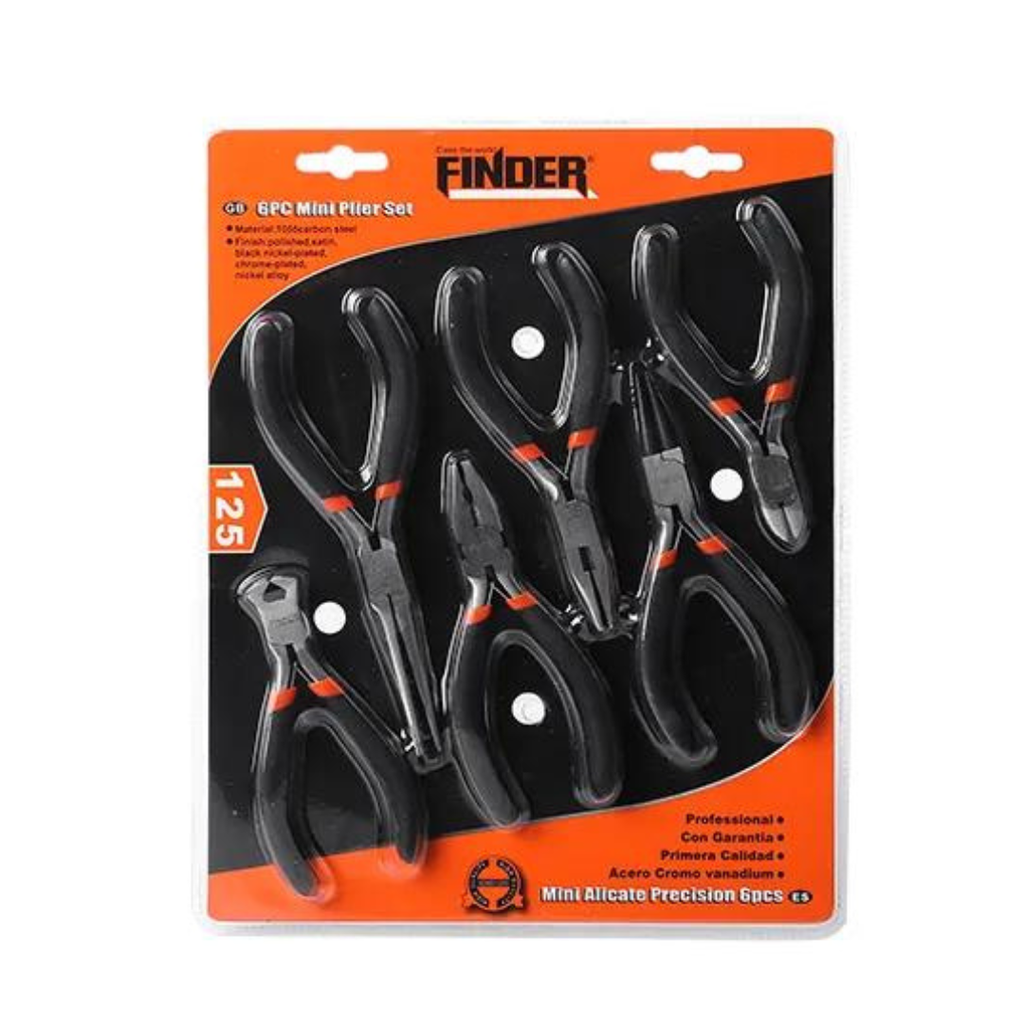 Juego de 6 mini pinzas 4.5" FINDER