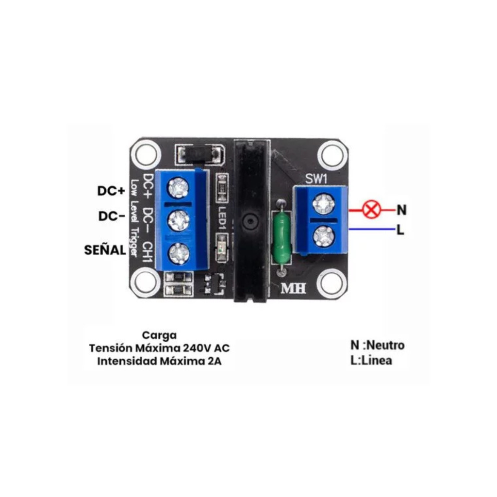 Modulo 1 Relé Estado Solido 5V 2A