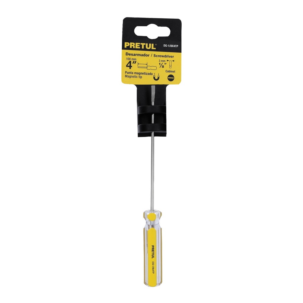 Desarmador Plano 1/8 x 4" mango de PVC Pretul