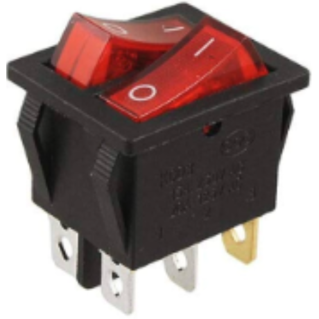 Switch Rocker Doble On-Off Con Luz 6 Pines 16A 250V 20A 125V KCD6