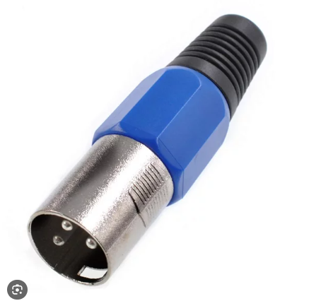 Conector XLR Macho Azul Con Punta Plateada
