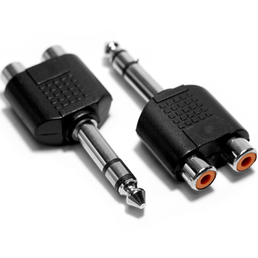 Adaptador 2 Jack RCA A 1 Plug De 1/4" Stereo Plástico
