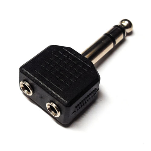 Adaptador 2 Jack De 3.5mm A 1 Plug De 1/4" Stereo De Plástico