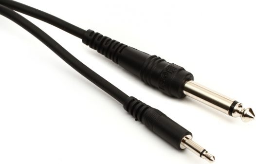 Cable negro 3.5 Stereo A 1/4 Mono Plus Audio 6 Pies