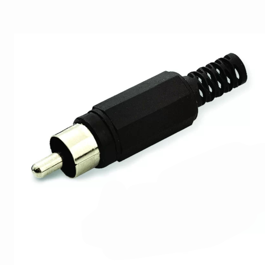Plug Rca Plastico Color Negro Macho