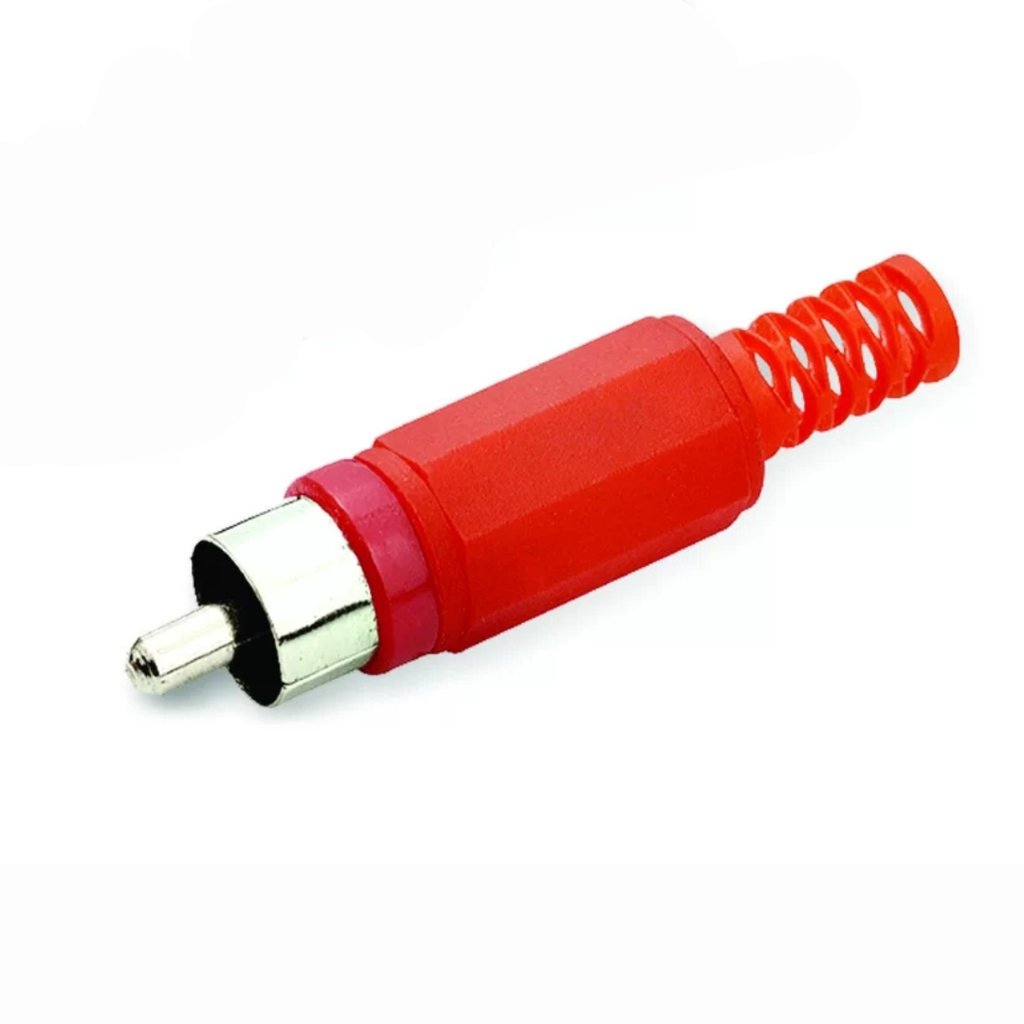 Plug Rca Plastico Color Rojo Macho