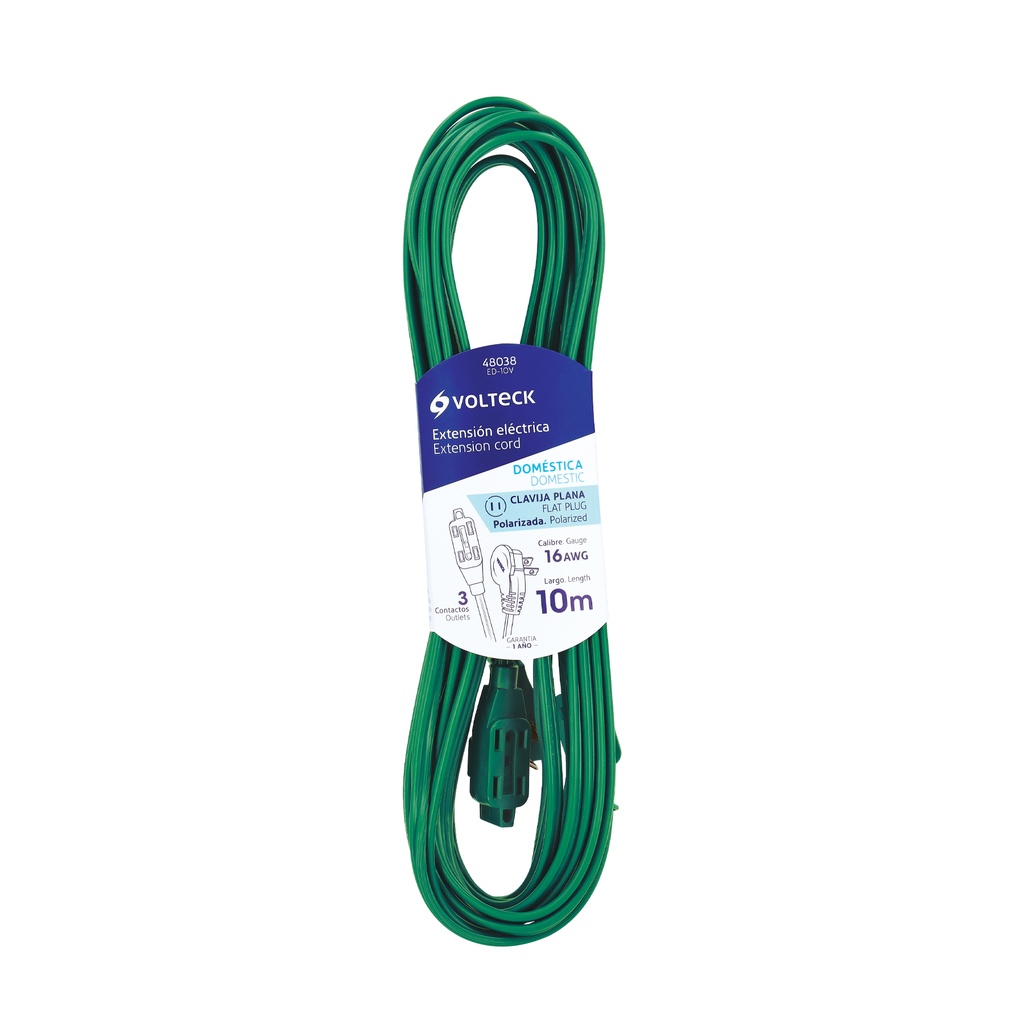 Extension Electrica Volteck 10M Verde
