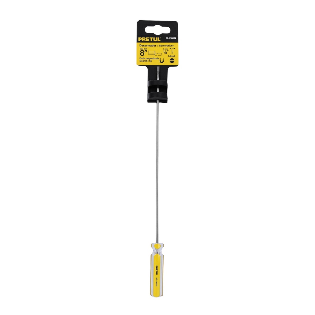 Desarmador Plano 1/8 x 8" mango de PVC Pretul