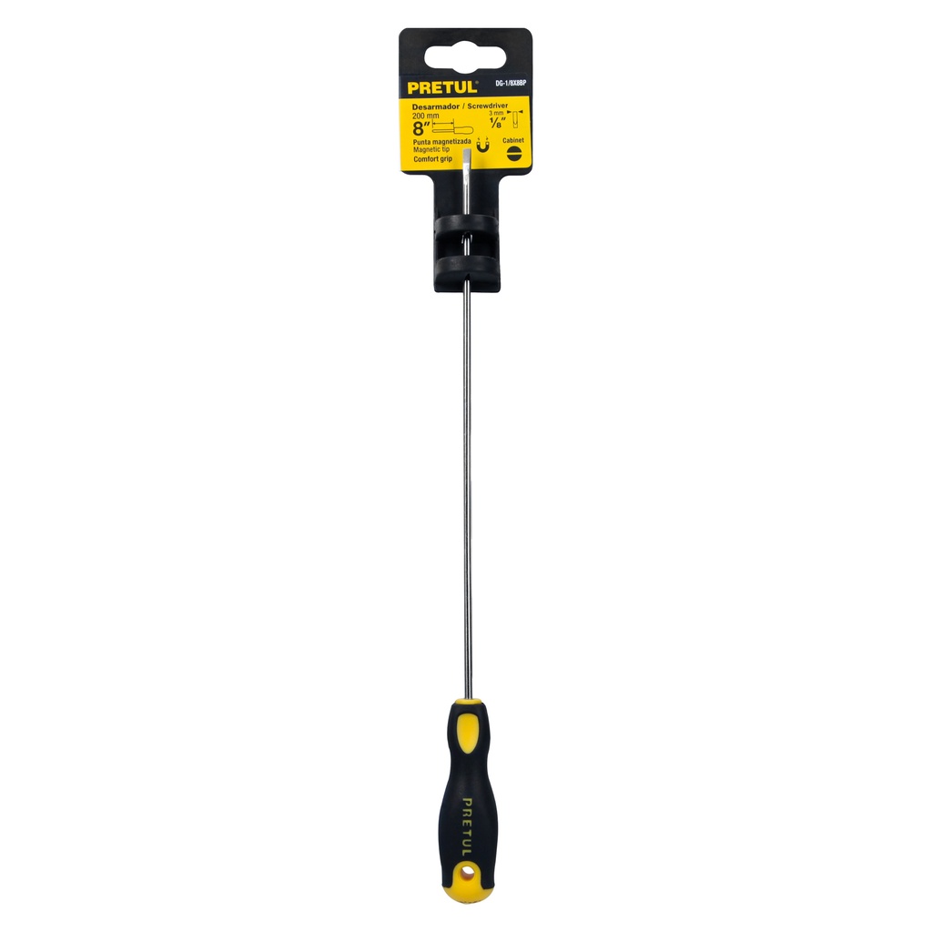 Desarmador Plano 1/8 x 8" mango Comfort Grip Pretul