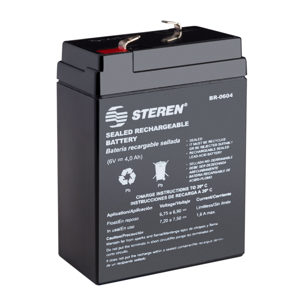 Batería Sellada de Ácido-Plomo Recargable 06V 4Ah STEREN