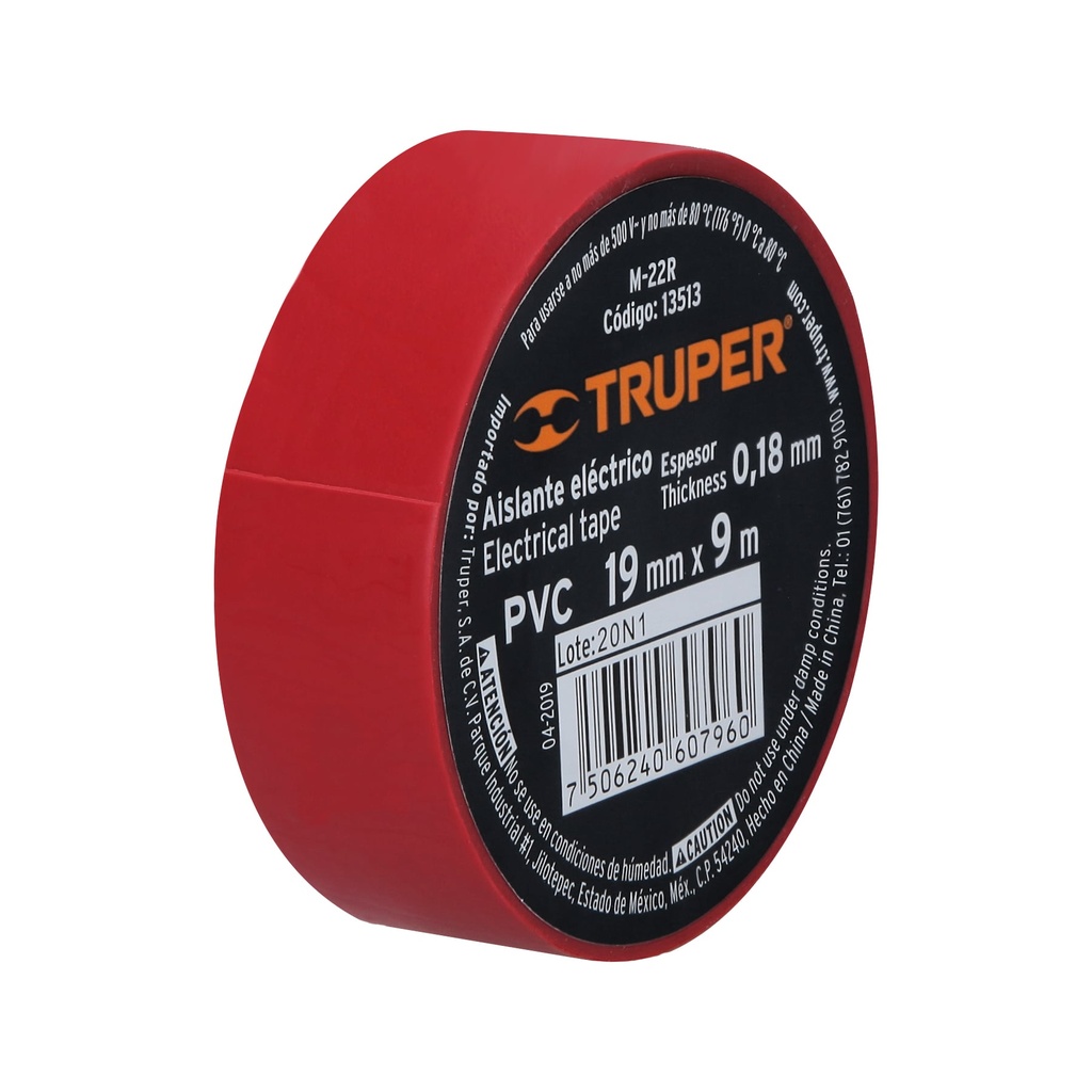 Cinta De Aislar #22.9 Roja Truper