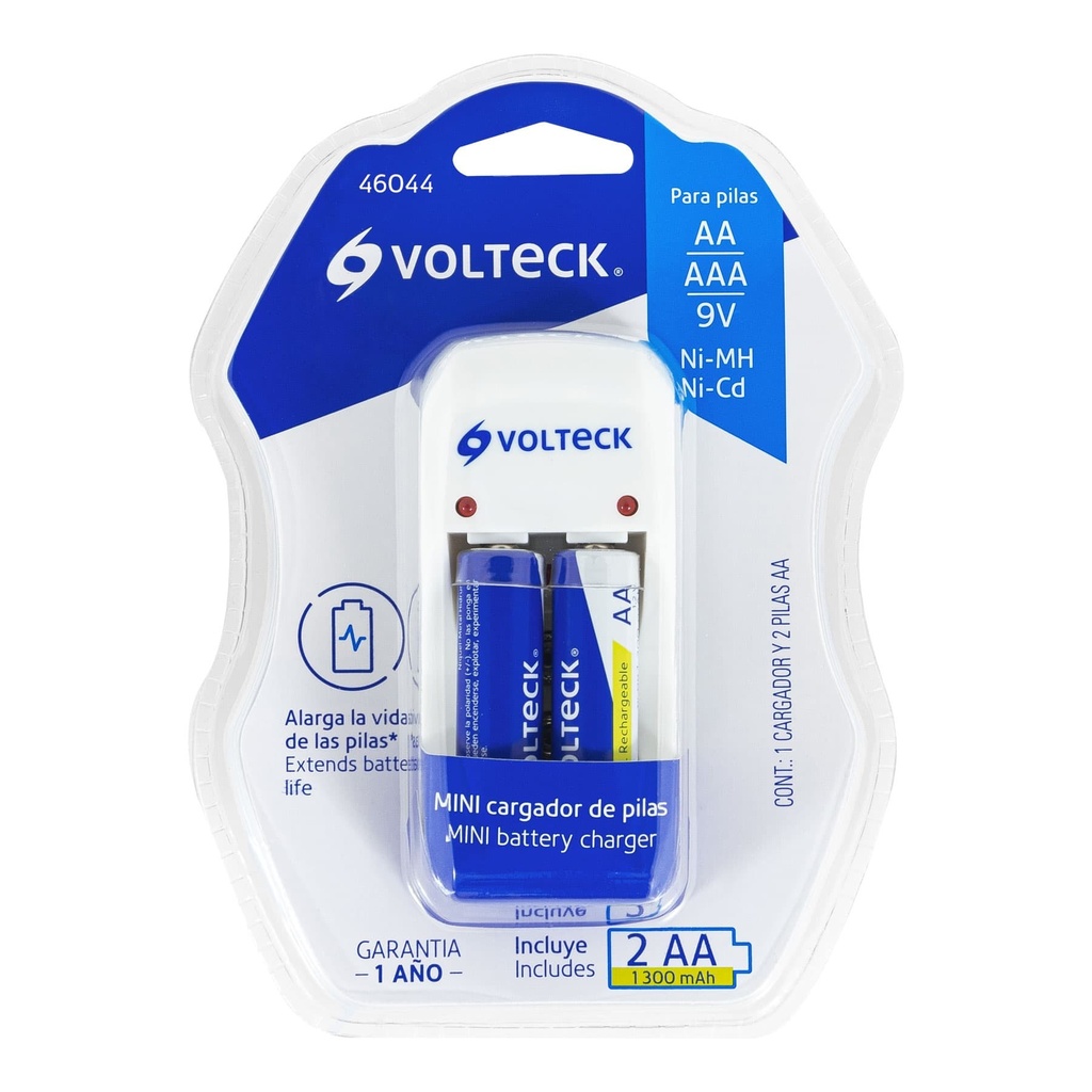 Cargador De Pilas Aa Aaa Incluye 2 Pilas Aa Volteck