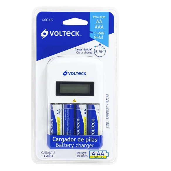 Cargador De Pilas Aa, Aaa Incluye 4 Pilas Aa Volteck