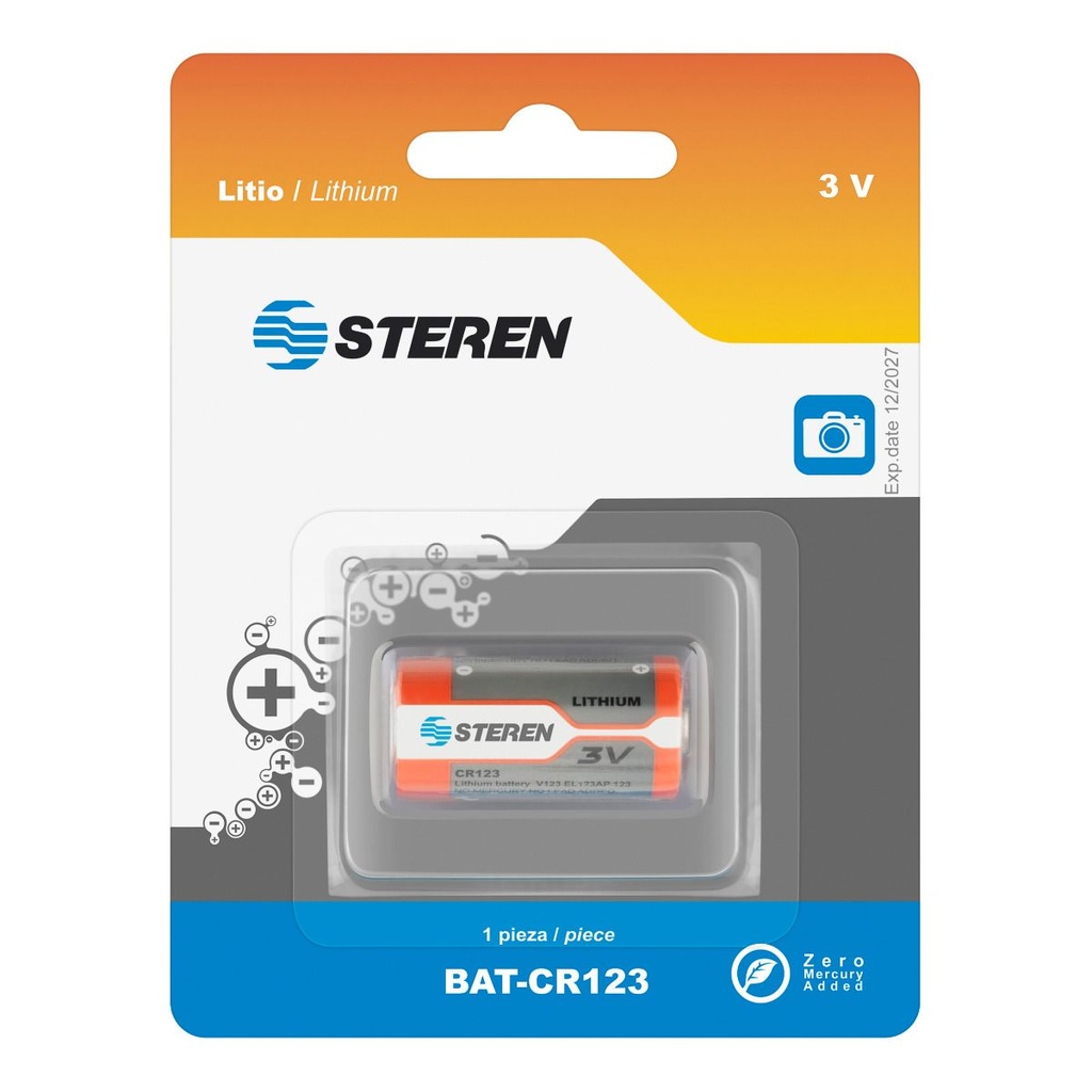Bateria 3V Litio CR123 Steren