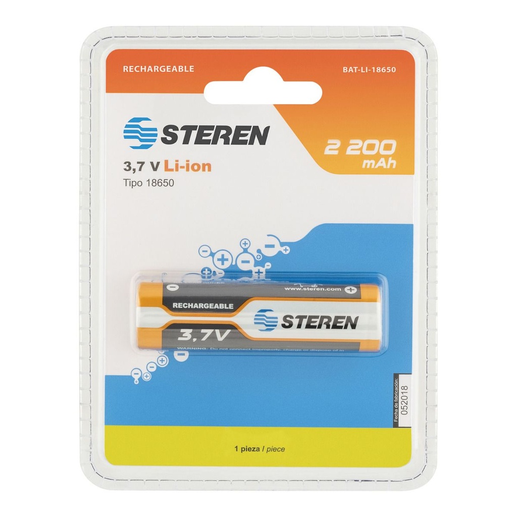 Bateria Recargable Li-Ion 18650 2800Mah Steren