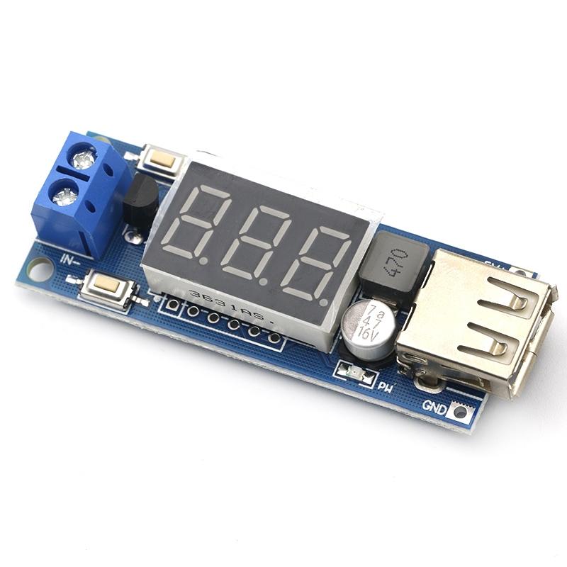 Módulo Step Down DC-DC 4.5-38V a 5V 2A USB-A Hembra y Display Voltímetro HW-318