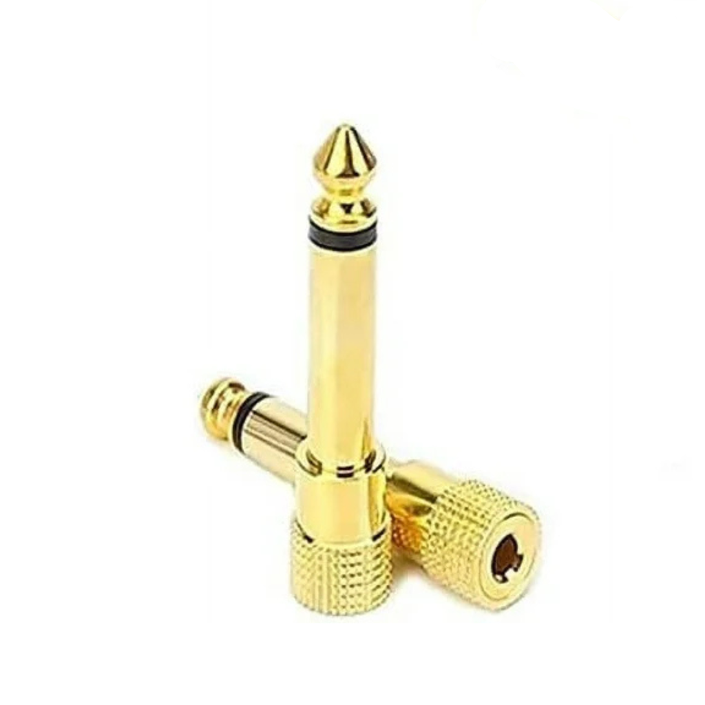 Adaptador 1 Jack 3.5mm A 1 Plug De 1/4" Mono Metálico Dorado