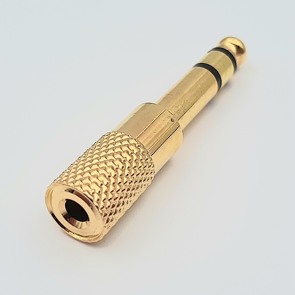 Adaptador 1 Jack 3.5mm A 1 Plug De 1/4" Stereo Metálico Dorado