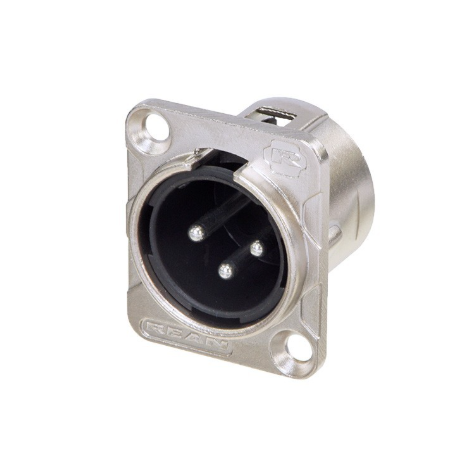 Conector XLR Macho Metálico Para Chasis