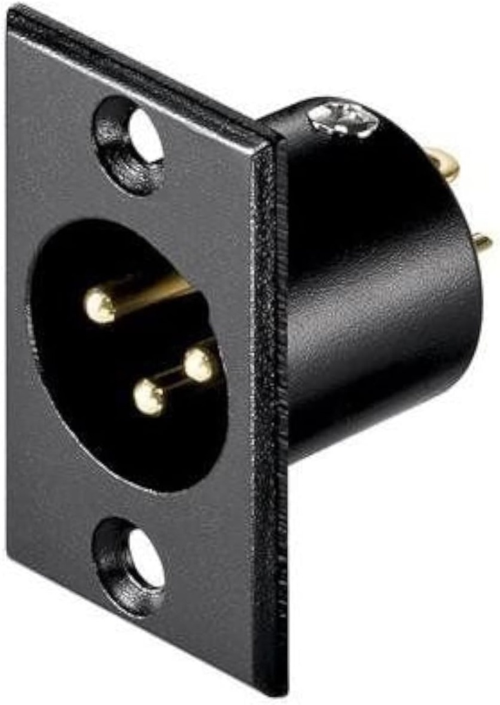 Conector XLR Macho Metálico Para Chasis Rectangular