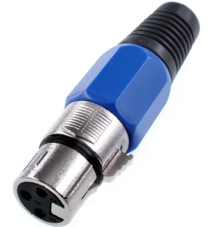Conector XLR Hembra Azul Con Punta Plateada