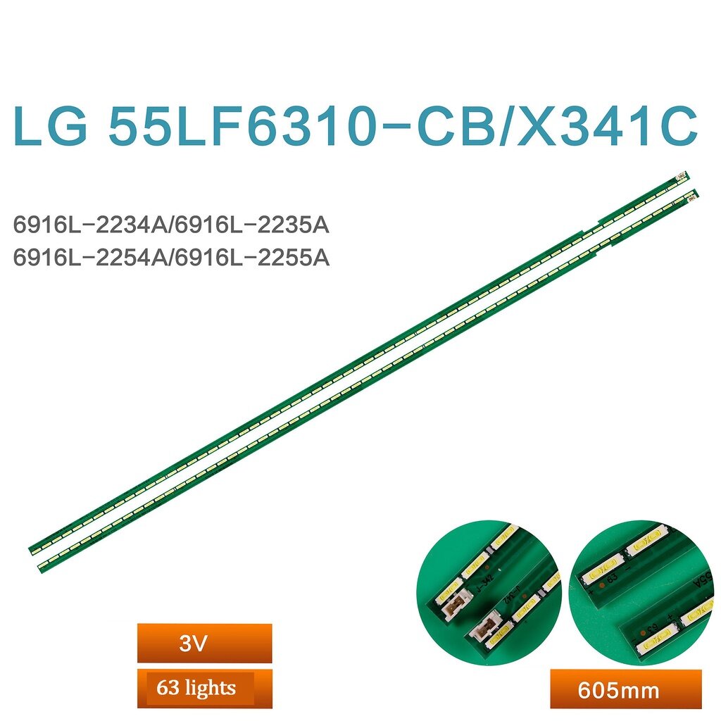Juego Barra Led Lg 55" 60 LEDS V16 Art3 55Uh650V 55Uh6500 55Uh661V 6922L-0189A