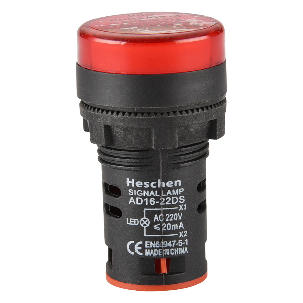 Luz Piloto LED Rojo 12V AC/DC 22mm
