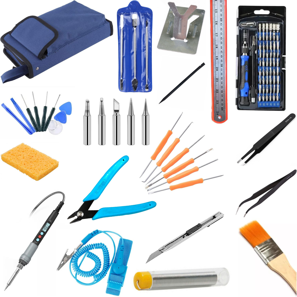 KIT Para Electrónica Con Cautín De 90W Estuche Azul
