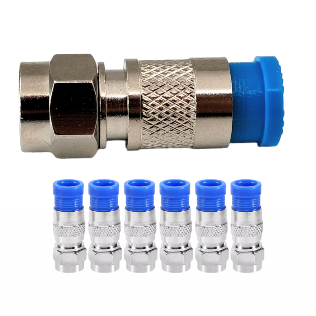 Conector Coaxial Rg6 De Presion Plastico Azul Alta Calidad