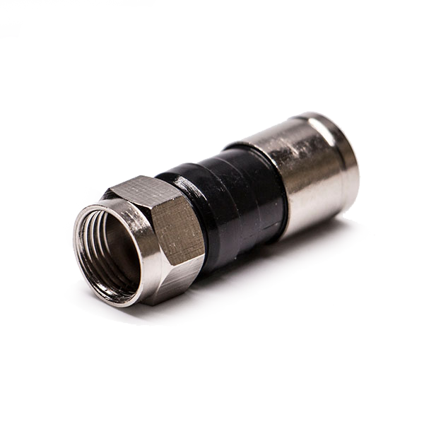 Conector Coaxial Rg6 Presion Alta Calidad Celeste-Negro