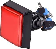 Boton Para Maquinita Rojo Cuadrado Grande Con Luz 50x50mm