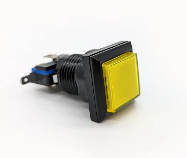 Boton Amarillo Cuadrado  Para Maquinita Con Microswitch