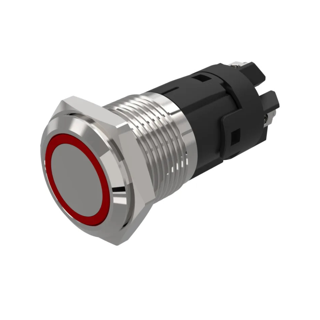 Pulsador Redondo Metal 12Mm Na Con Luz Rojo 3V
