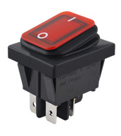 Switch Rocker On-Off Contra El Agua 4 pines 20A 125V Color Rojo